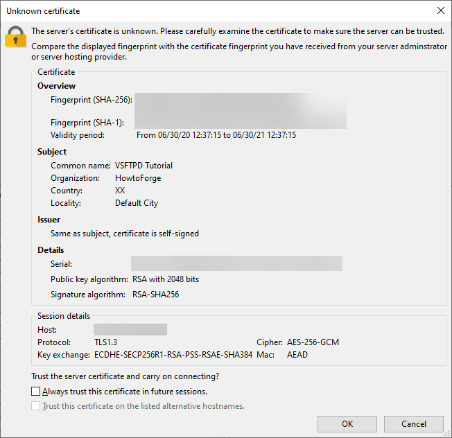 FTPSSL証明書-FileZilla