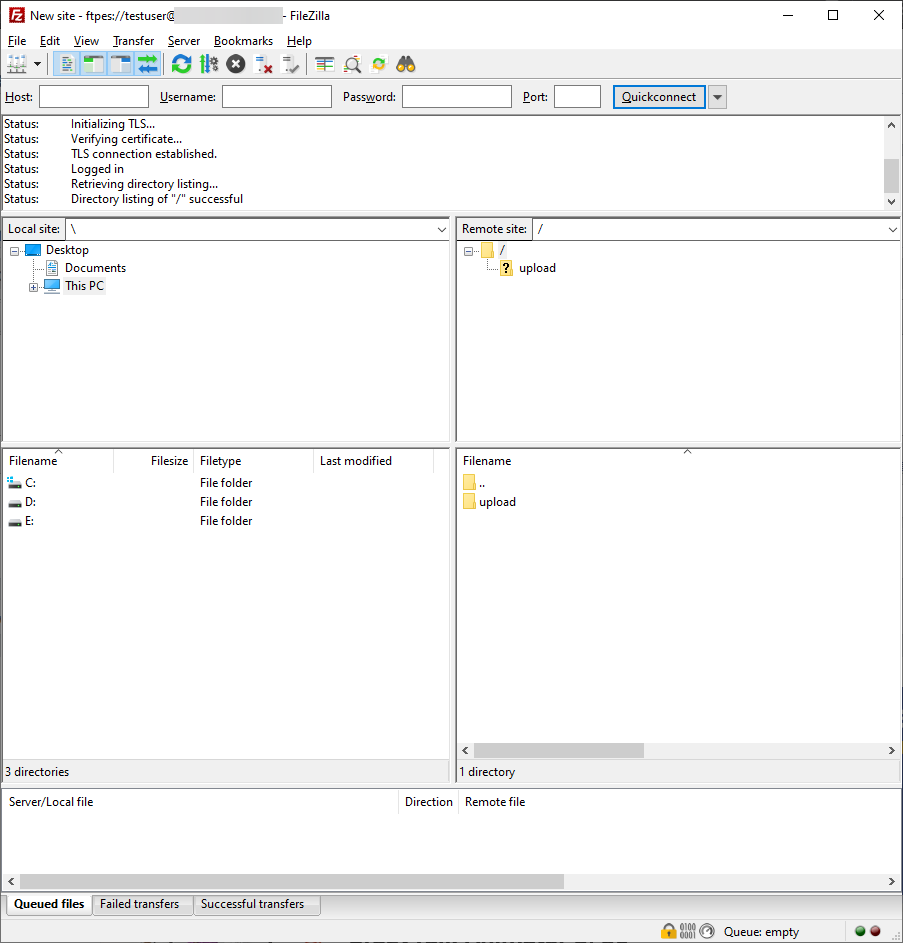 成功した接続-FileZilla