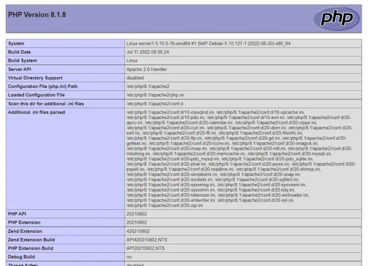 Apache php.ini file