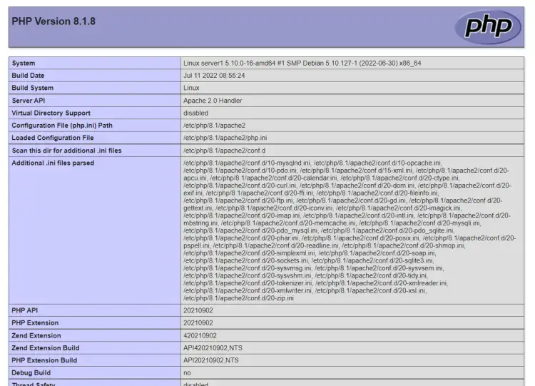 Apache php.ini file