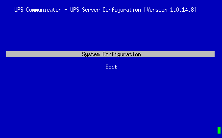 Configuration screen.