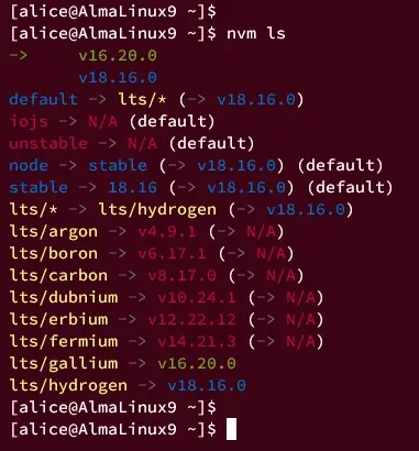 installed node.js nvm