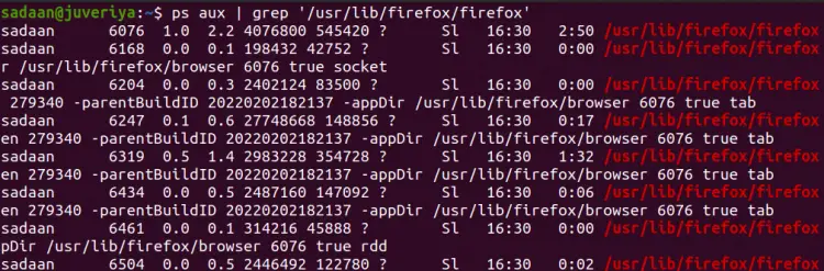 'ps' command with 'grep'