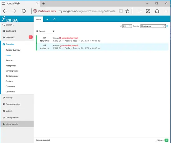 Icinga 2 host status