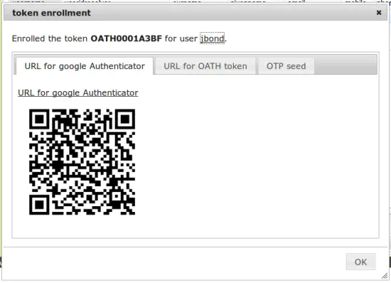 The QR code can be scanned by the Google Authenticator