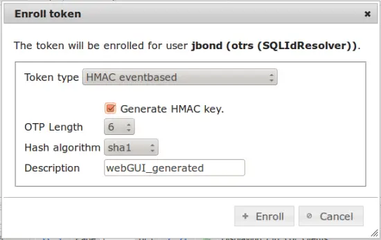 The HMAC key will be generated by the privacyIDEA server