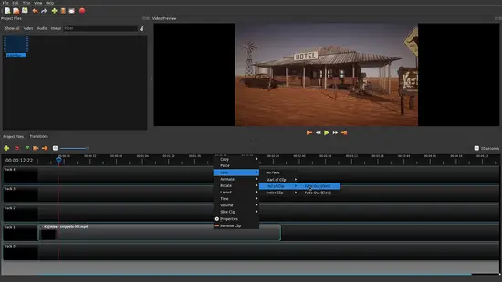 OpenShot clip properties.