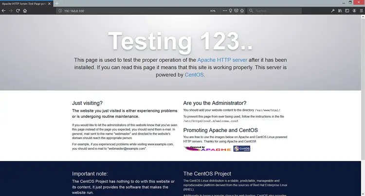 Apache Default page on CentOS