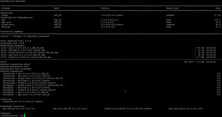 Installing Apache web server on CentOS