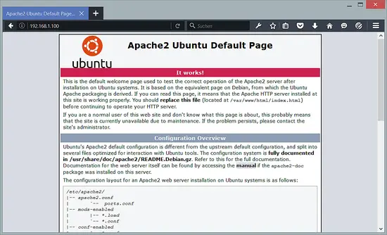 The apache default page on Ubuntu