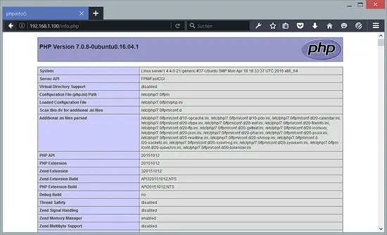 PHP 7 is working fine on Ubuntu 16.04