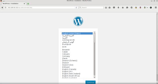 Select your language in Wordpress.