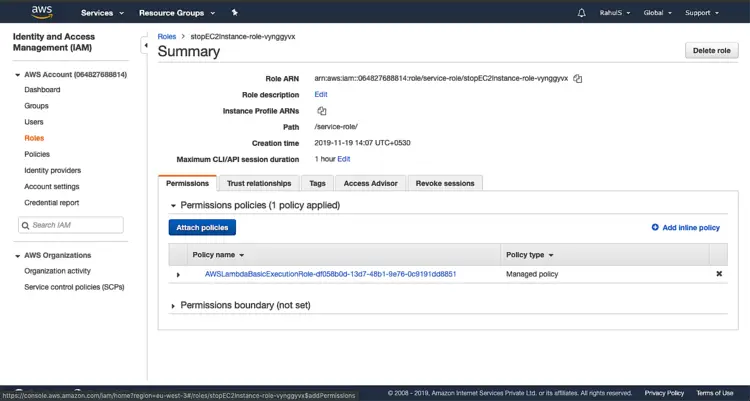 Attach policies