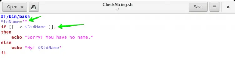 if -z when String is Null