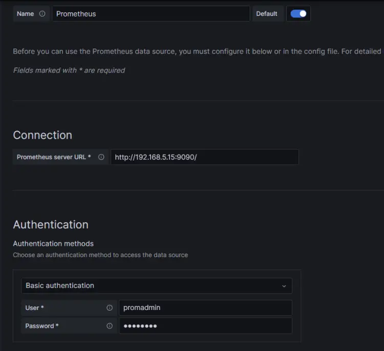 setup prometheus data source