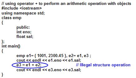 c++ program by using + operator overloading