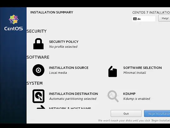 Start the installation.