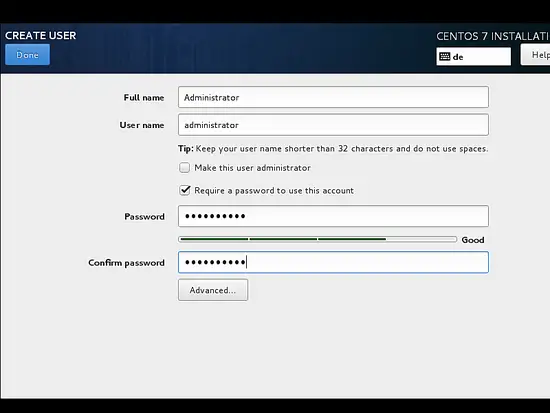 setup user name and password