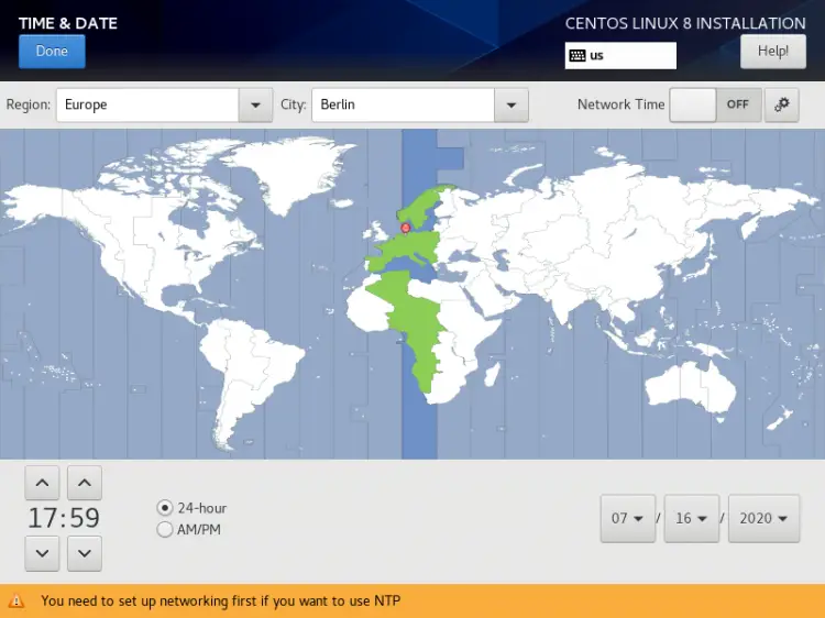 Select the Timezone