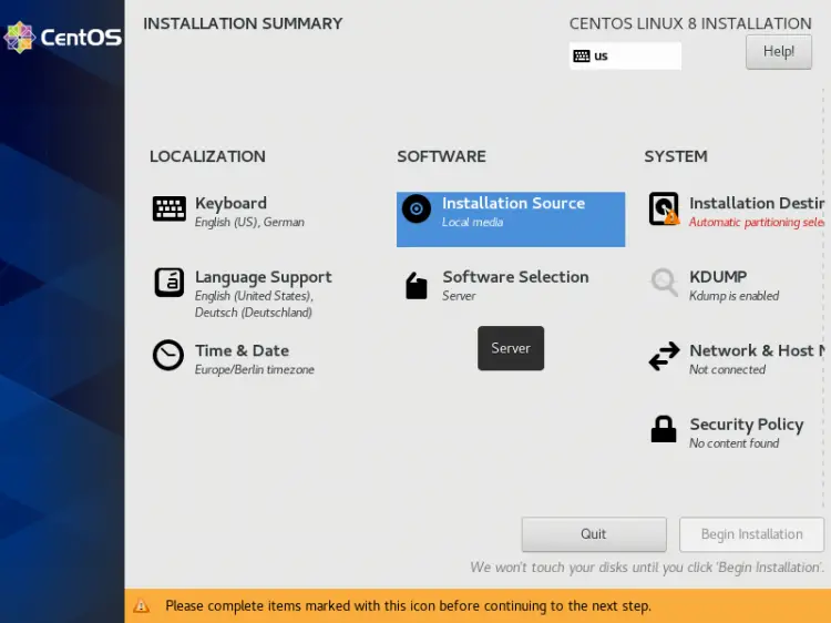 Software selection menu