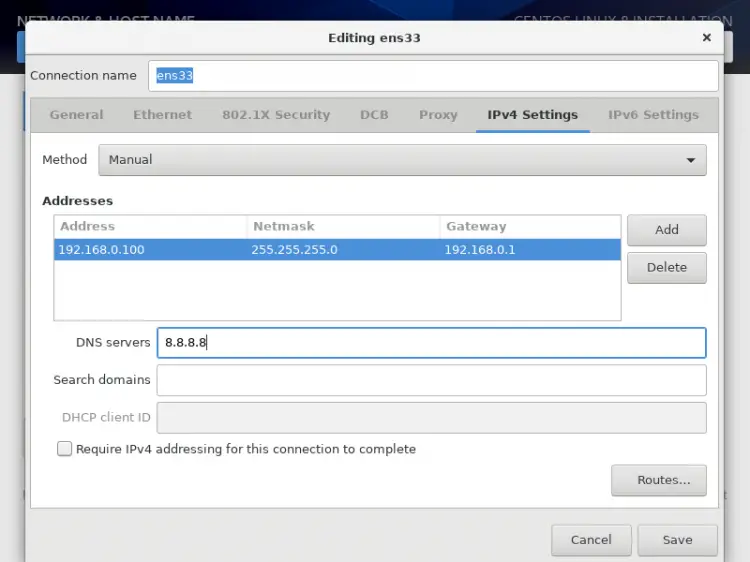 Configure the IPv4 details