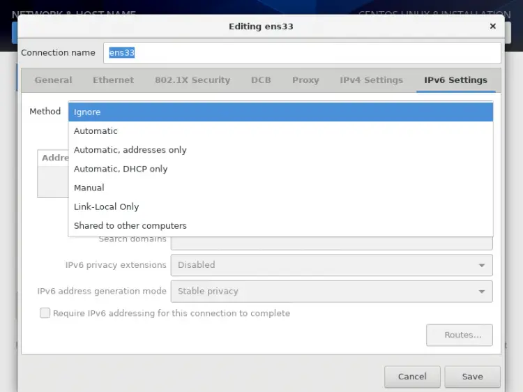 IPv6 settings