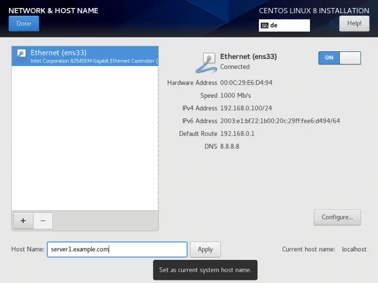 Set the correct hostname