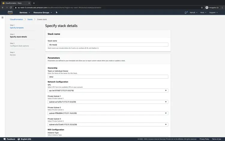 Specify Stack Details