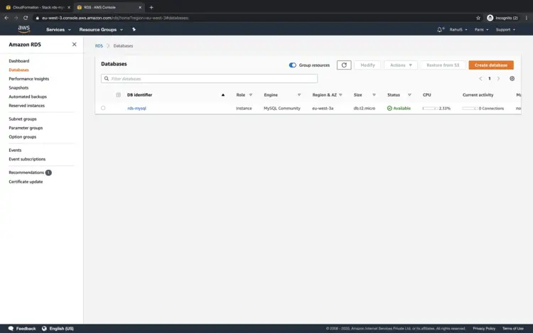 MySQL Database on AWS