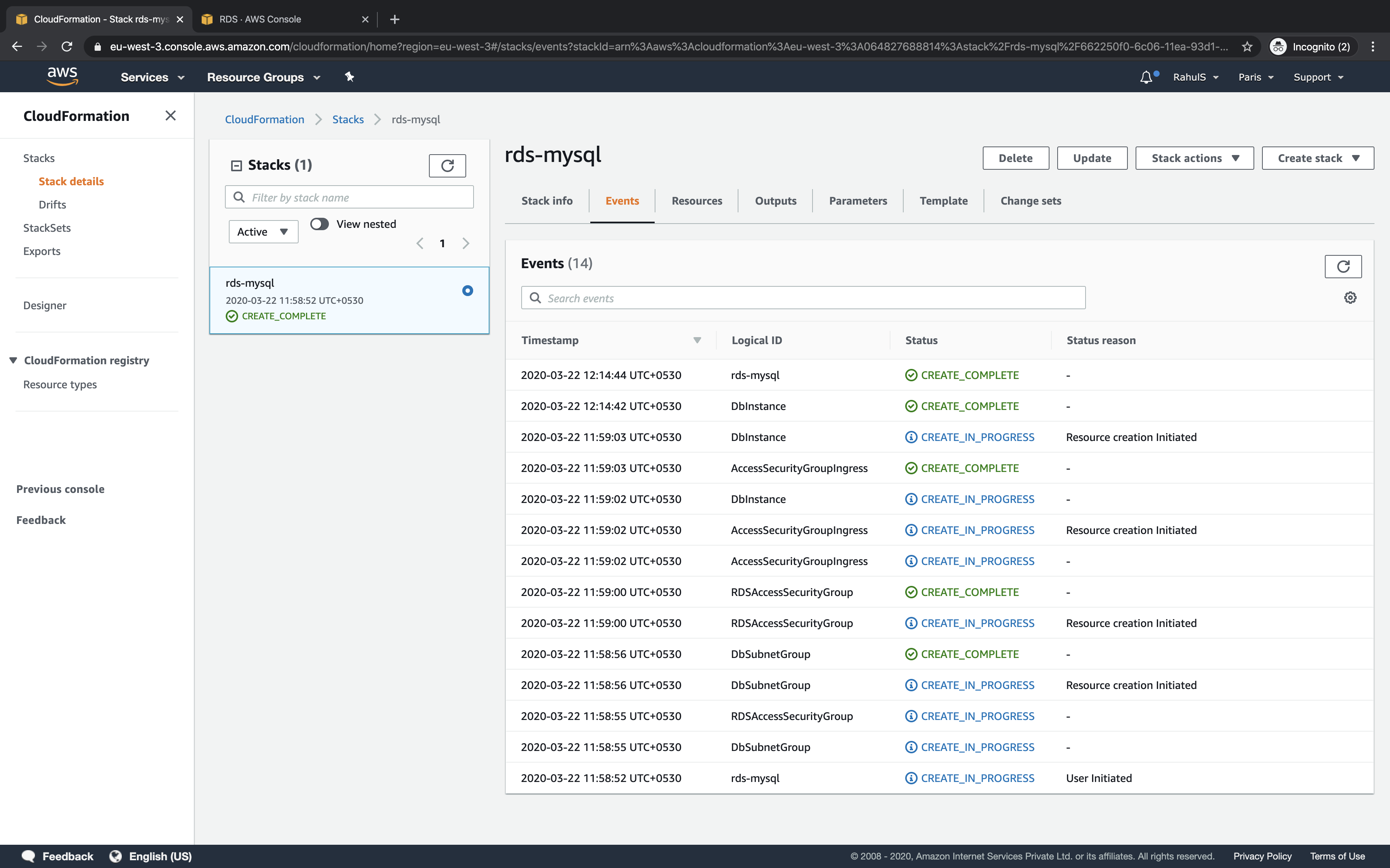Use Cloudformation to create an RDS MySql Instance on AWS