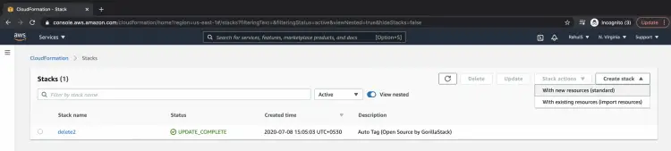 Create a Cloudformation stack