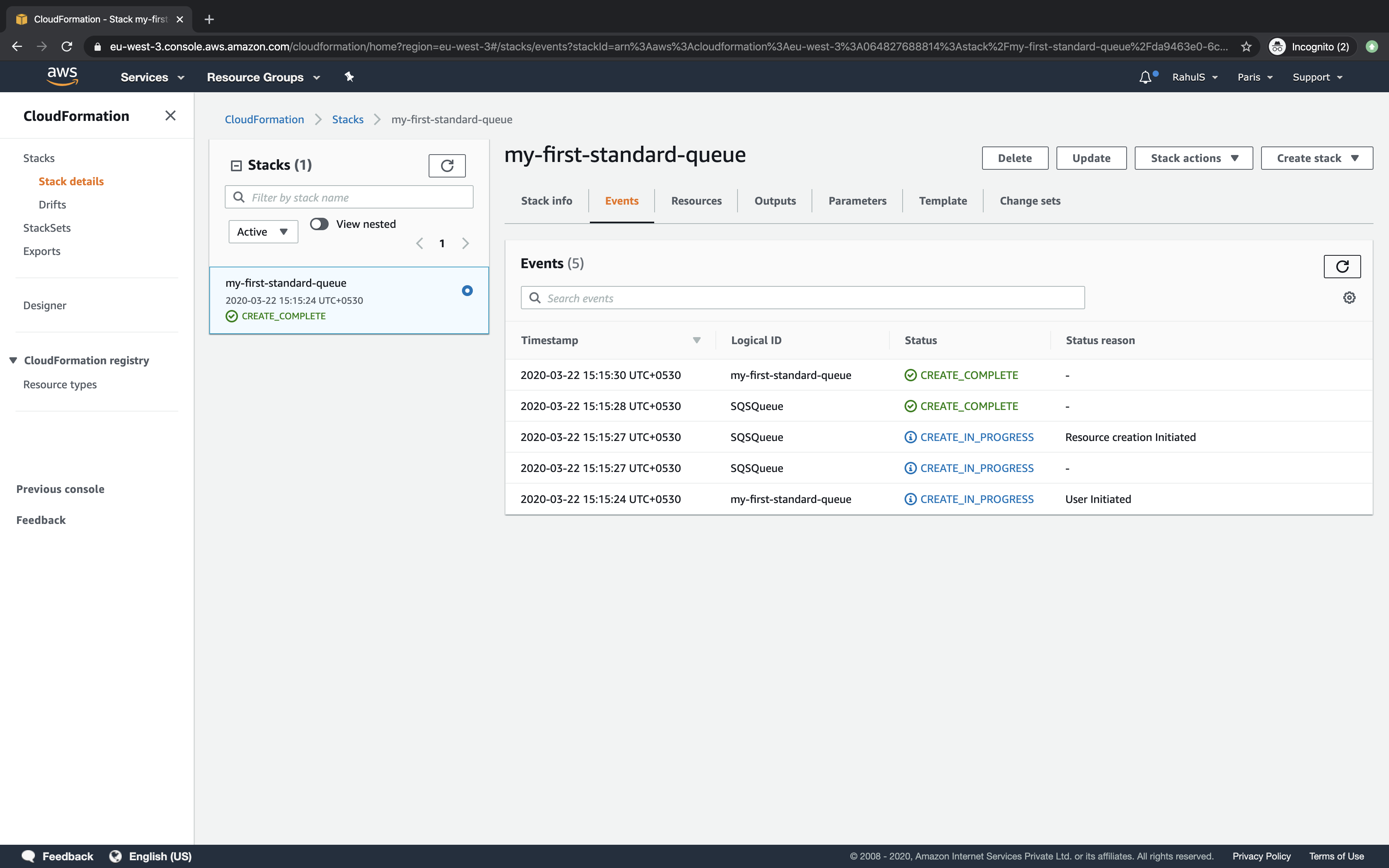 How to use Cloudformation to create SQS Queues on AWS