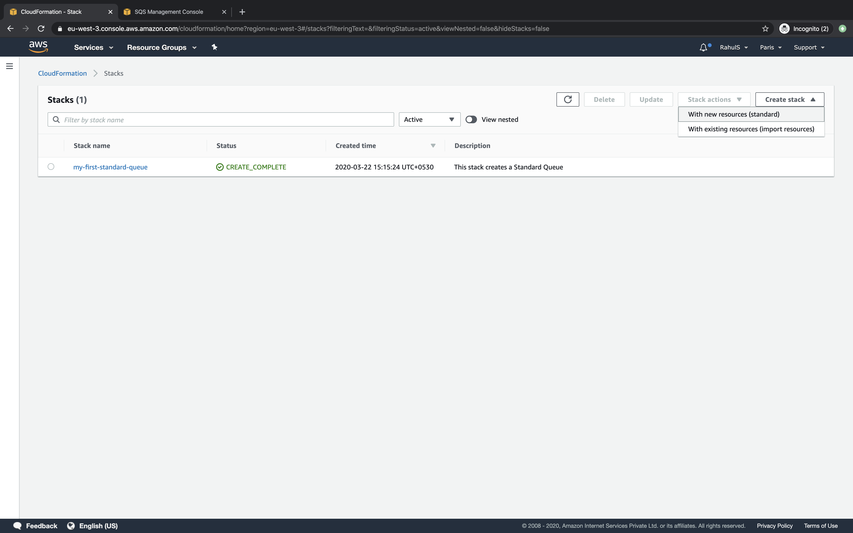 How to use Cloudformation to create SQS Queues on AWS