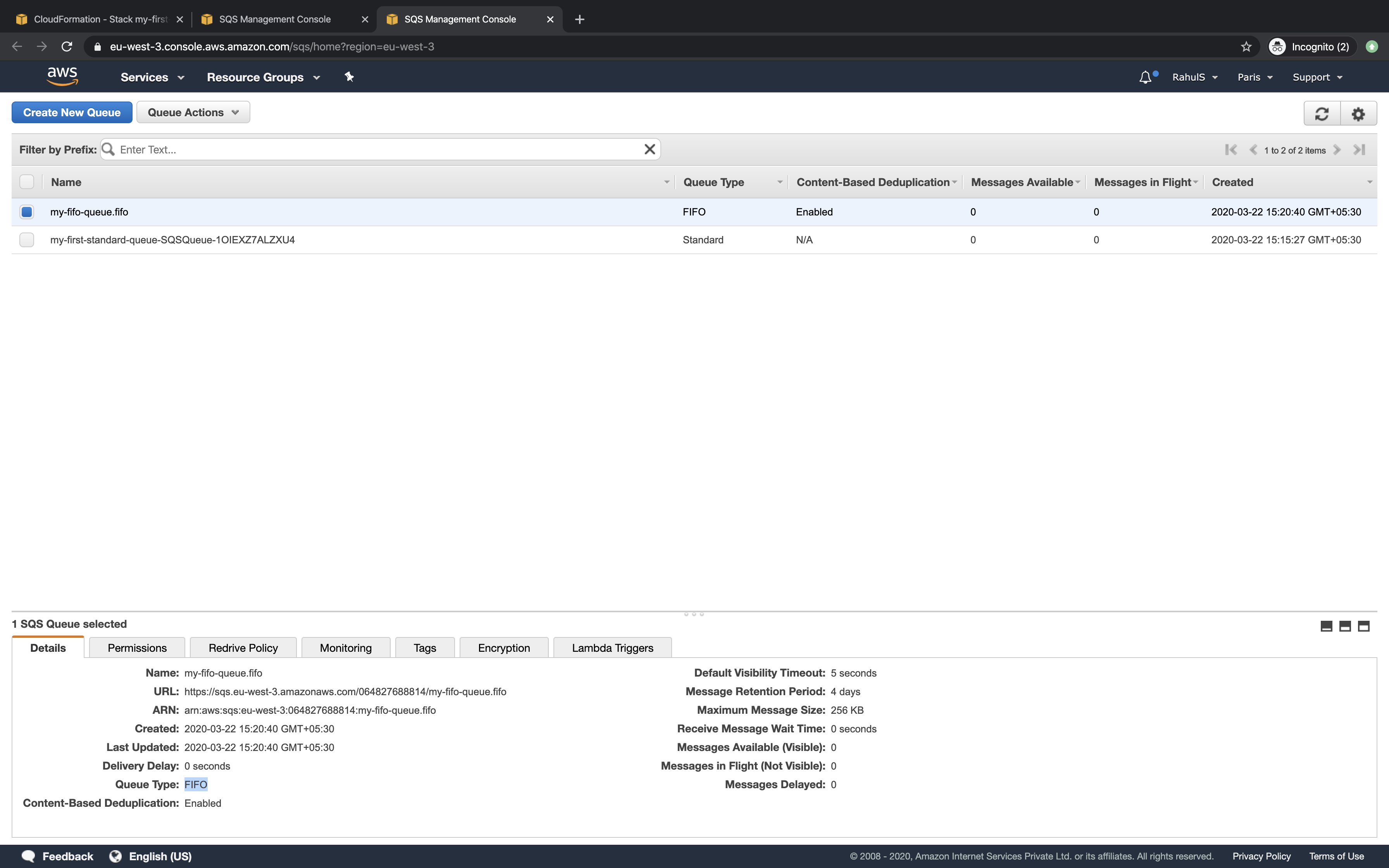 How to use Cloudformation to create SQS Queues on AWS