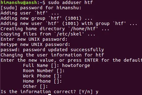 Add a Linux user with adduser command