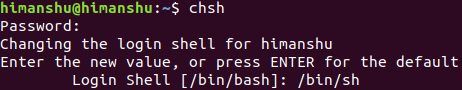 How to change login shell using chsh