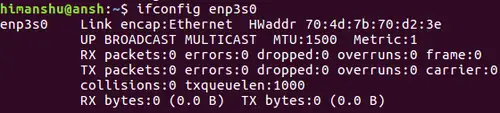 How to make ifconfig display info about specific interface