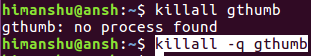 killall -q command option