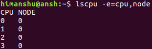 lscpu command formatted result