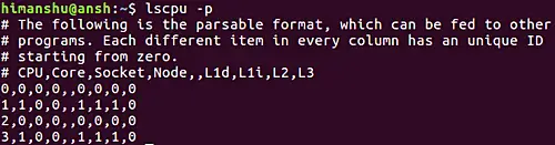 How to make lscpu display output in parsing-friendly format
