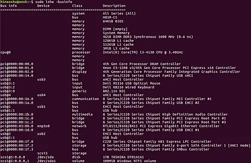 How make lshw fetch SCSI, USB, IDE and PCI device info