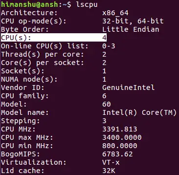 lscpu command