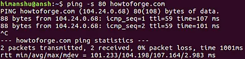 How to change ping packet size