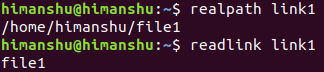 resolve link using realpath and readlink