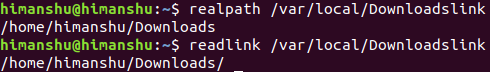 resolve path using realpath and readlink