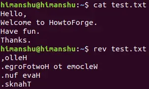 How rev command works with files