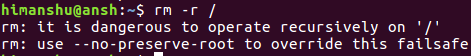 How rm works when dealing with root directory