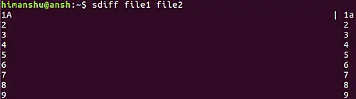 sdiff file1 file2