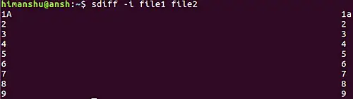 sdiff -i file1 file2