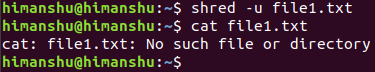 Overwrite and delete file with shred